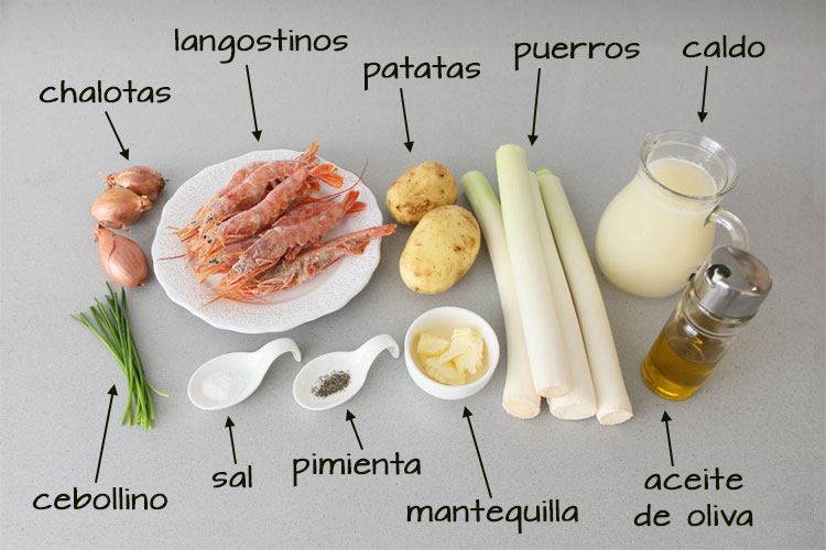 Ingredientes para hacer crema de puerros