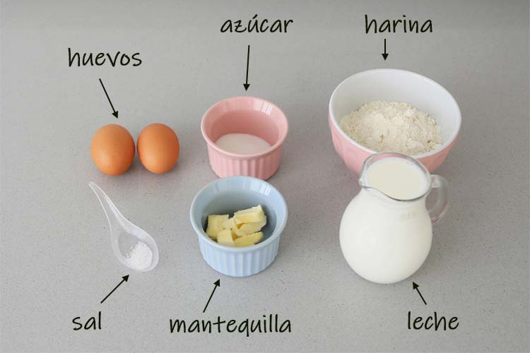 Ingredientes para hacer crepes caseros