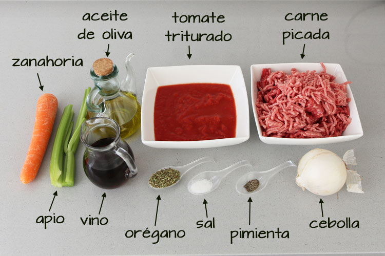 Ingredientes para hacer salsa boloñesa