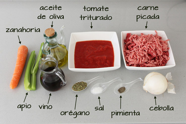 Ingredientes para hacer salsa boloñesa