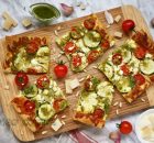 Tarta de hojaldre, calabacín y tomate