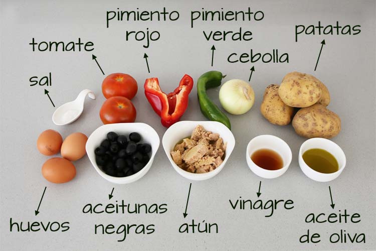 Ingredientes para hacer ensalada campera