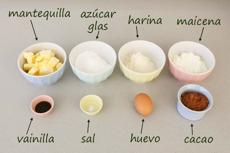 Ingredientes para hacer galletas de chocolate