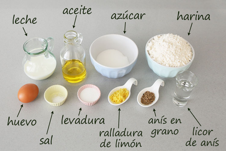 Ingredientes para hacer rosquillas de anís