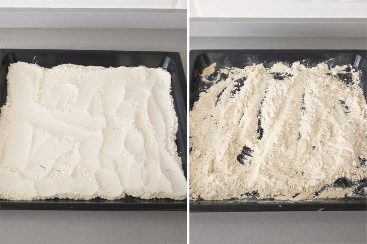 harina tostada en el horno