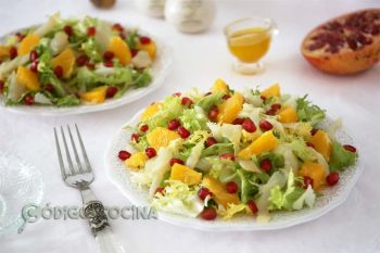 Ensalada de escarola, bacalao y naranja