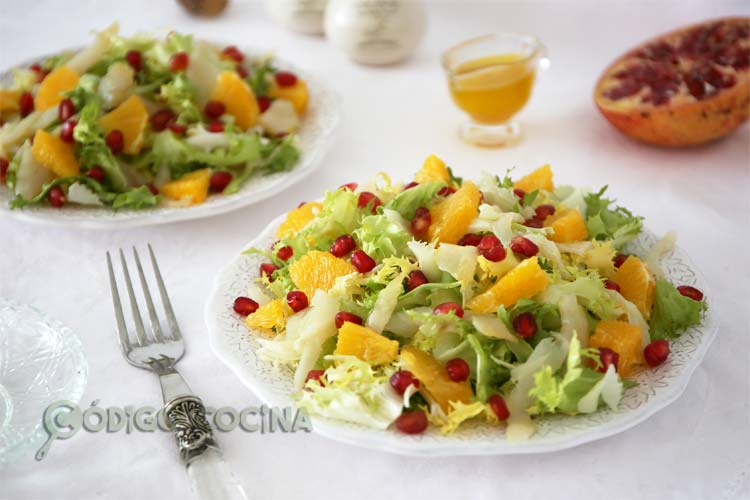 Ensalada de escarola, bacalao y naranja