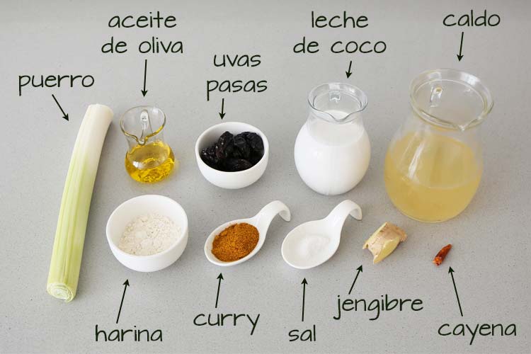 Ingredientes para hacer la salsa al curry