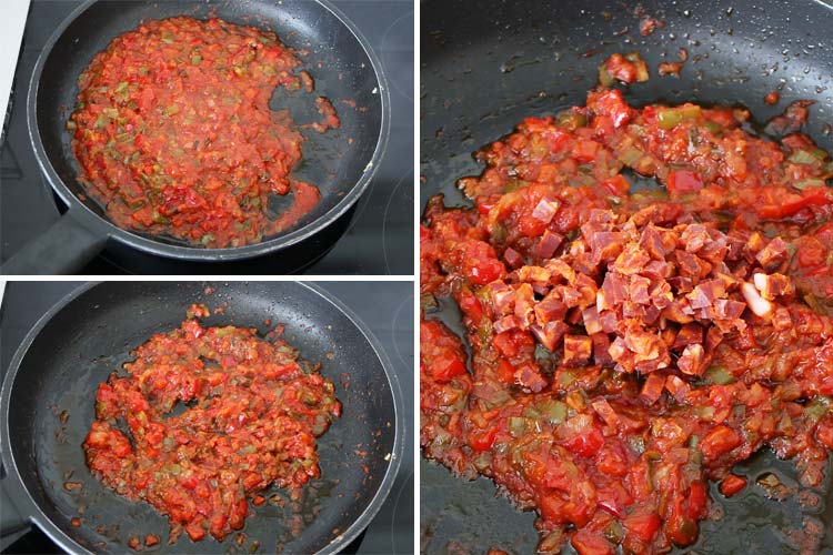 Pisto de pimiento, tomate y chorizo