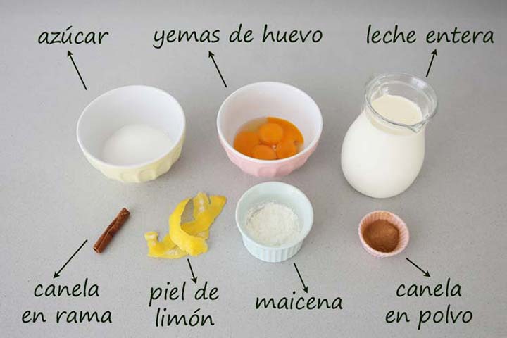 Ingredientes para hacer natillas caseras