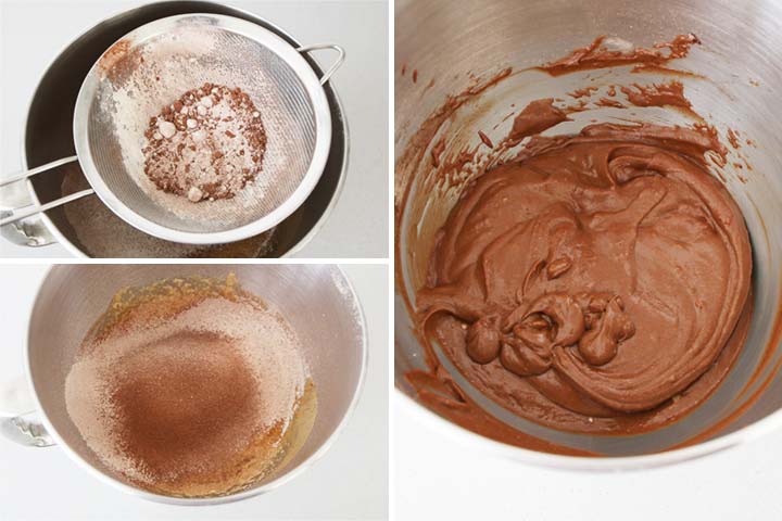Incorporar los ingredientes secos a la masa de madeleines de chocolate