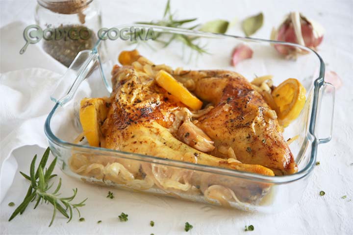 Pollo al horno con limón, receta fácil