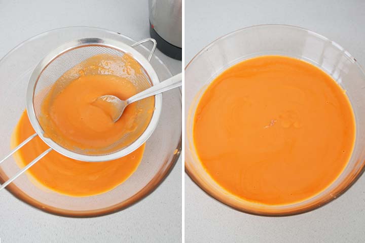 Colar salmorejo con un colador