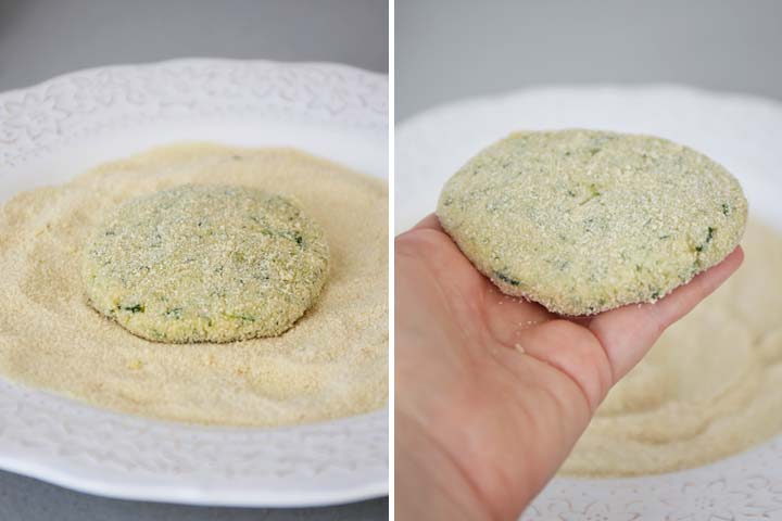 Hamburguesas de calabacín rebozadas con pan rallado