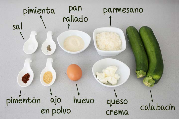 Ingredientes para hacer hamburguesas de calabacín