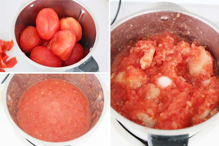 Tomates y pan triturados