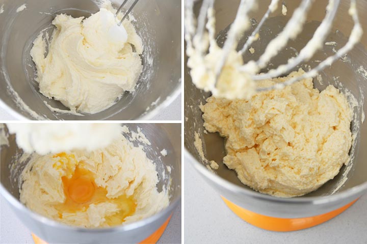 Batir la mantequilla con el azúcar y añadir los huevos