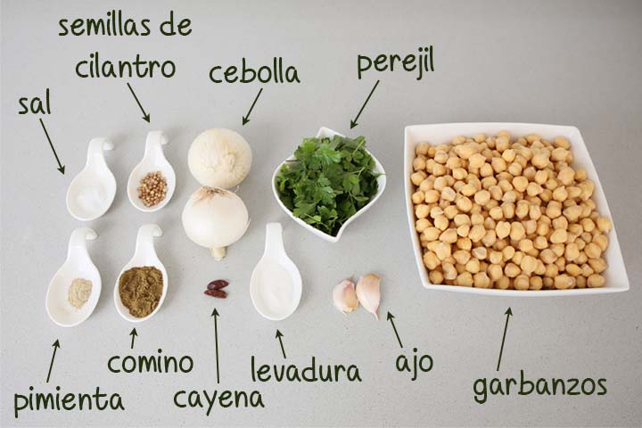 Ingredientes para hacer falafel