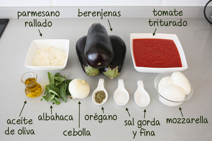 Ingredientes para hacer berenjenas a la parmesana