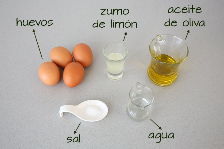 Ingredientes para hacer mahonesa con huevo duro