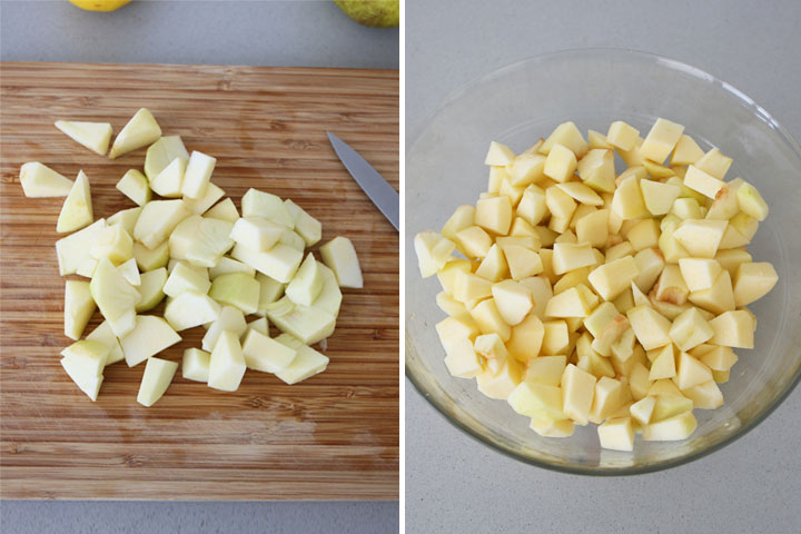 Pelar y trocear la manzana