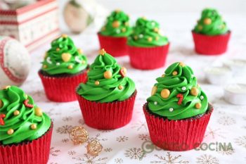 Cupcakes de árbol de Navidad
