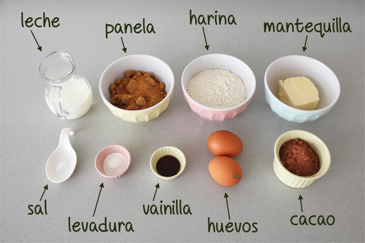 Ingredientes para hacer cupcakes con forma de árbol de Navidad