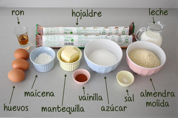 Ingredientes para hacer galette de rois