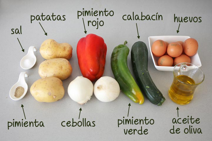 Ingredientes para hacer tortilla paisana