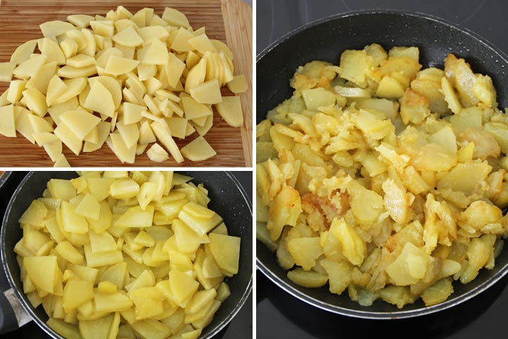 Patatas pochadas en aceite de oliva