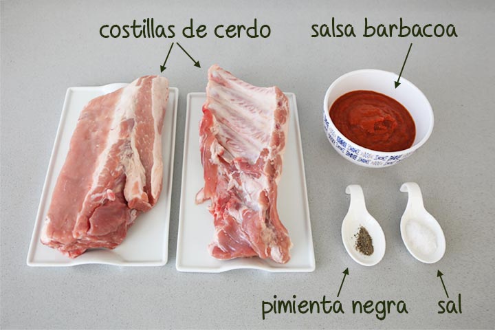 Ingredientes para hacer costillas a la barbacoa