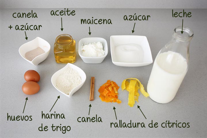 Ingredientes para hacer leche frita