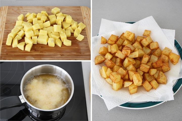 Patatas fritas cortadas a cubitos