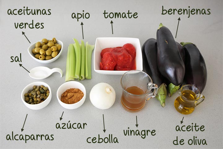 Ingredientes para hacer caponata siciliana