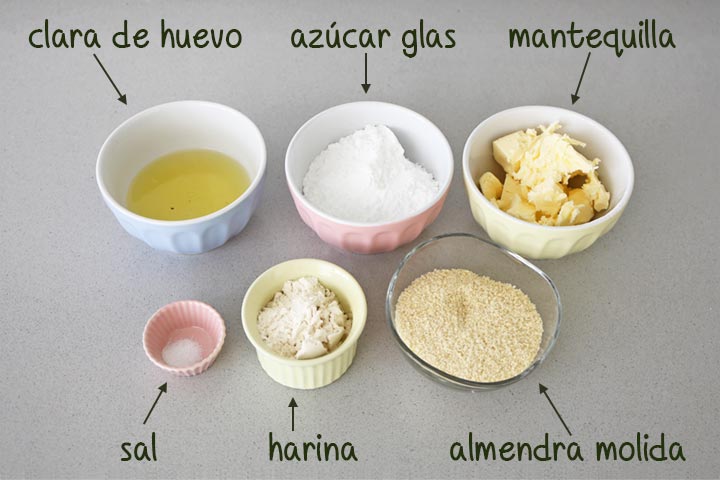 Ingredientes para hacer financiers