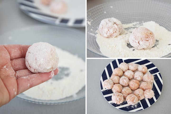 Albóndigas de salmón rebozadas en harina