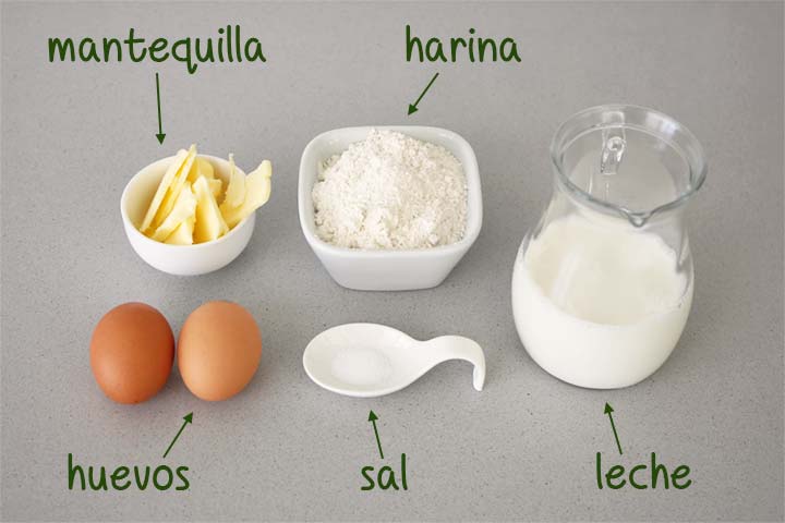 Ingredientes para hacer crepes salados
