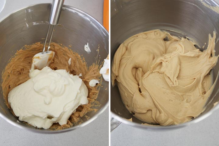 Añadir la nata montada y mezclar hasta obtener una mousse