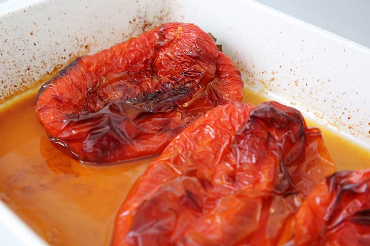 Pimientos rojos asados en el horno