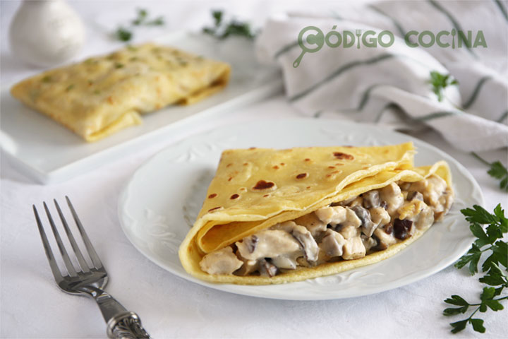 Crepes de pollo y setas, receta muy rica - Código Cocina