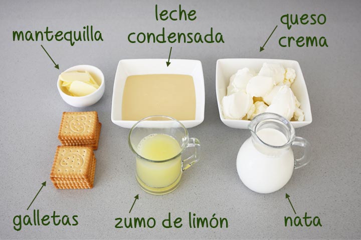 Ingredientes para hacer tarta de limón sin horno ni gelatina