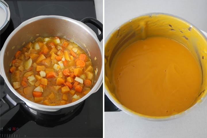 Crema de calabaza triturada finamente