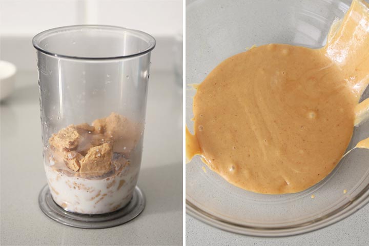 Triturar los ingredientes hasta obtener una crema de turrón de Jijona