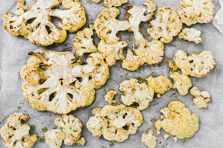 Coliflor cocinada en freidora de aire