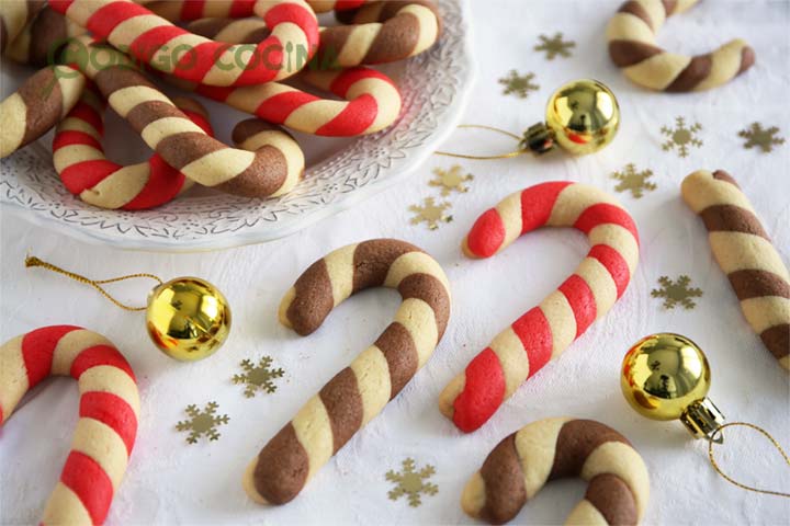 Galletas bastón de caramelo para Navidad