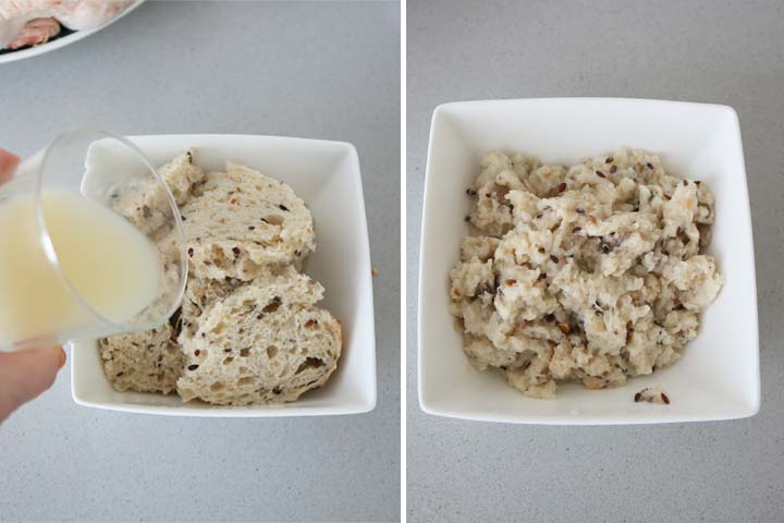 Pan remojado con caldo de pollo