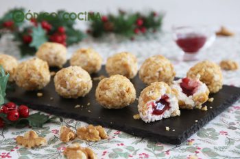 Trufas de queso de cabra con nueces rellenas de mermelada