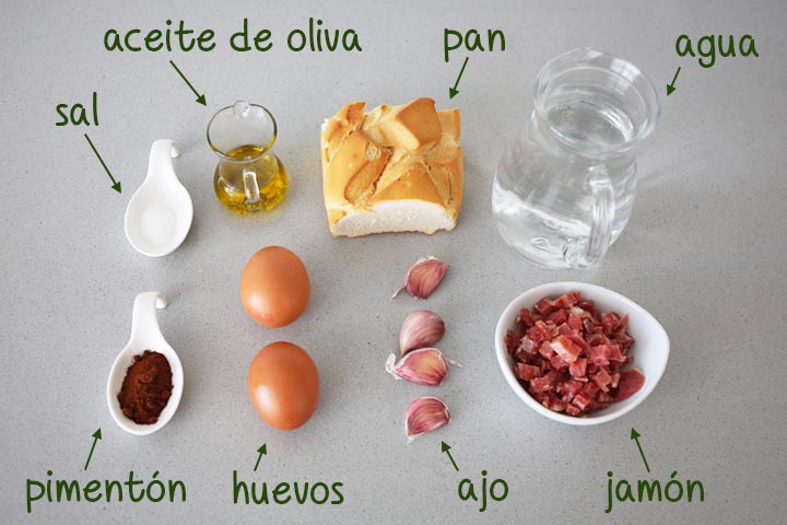 Ingredientes para hacer sopa de ajo