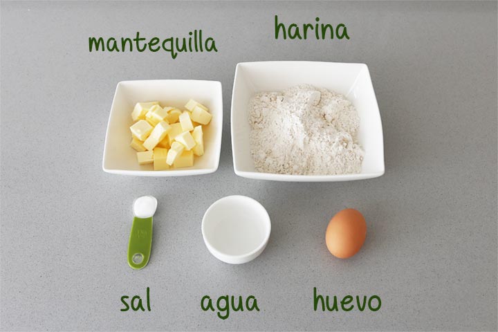 Ingredientes para hacer masa quebrada para quiche