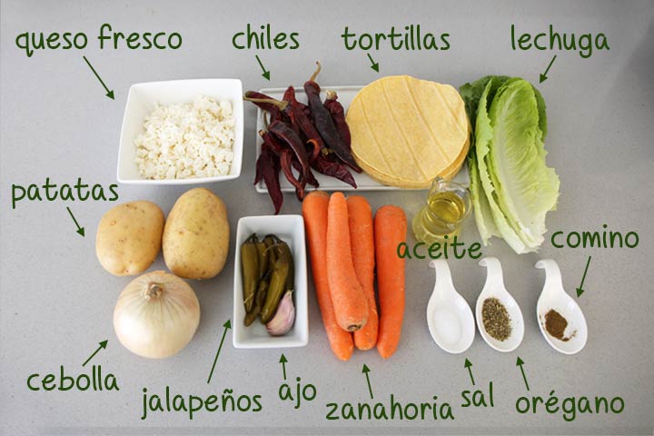 Ingredientes para hacer enchiladas mineras